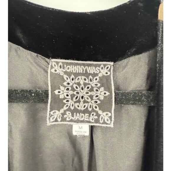 Johnny Was Jade Kimono Andy Silk Velvet Black Floral Print Size Medium M - Picture 5 of 7
